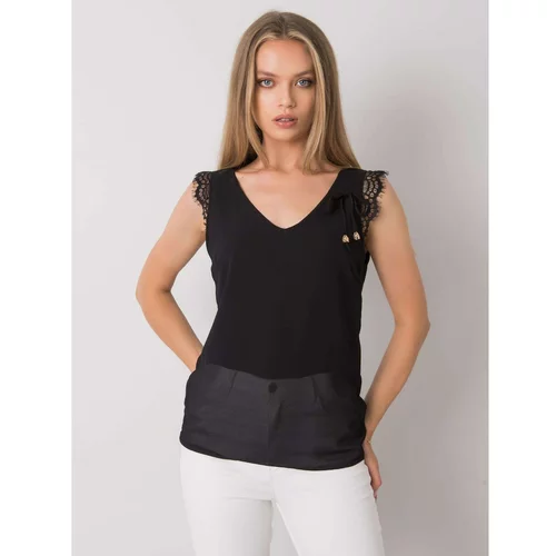 Fashion Hunters Black top with lace inserts