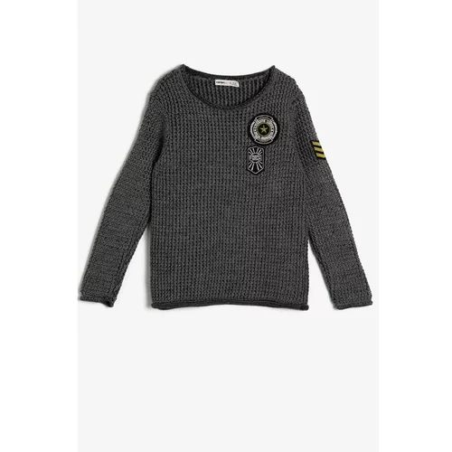 Koton Gray Boy Embroidered Sweater