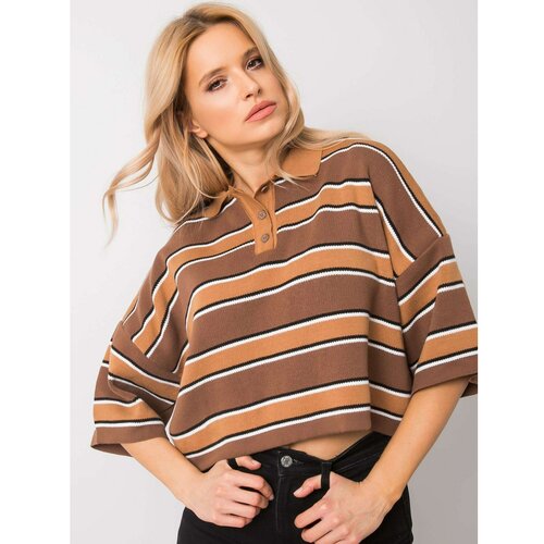 Fashion Hunters RUE PARIS Brown striped blouse braon | narandžasta Slike