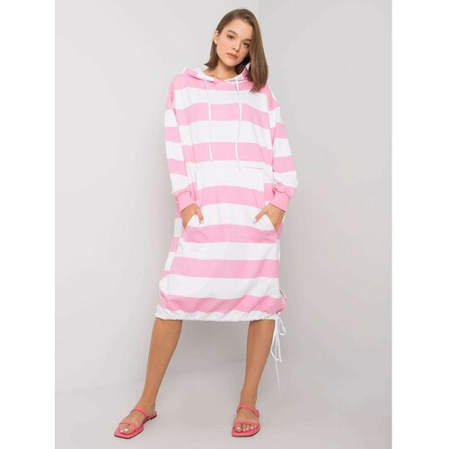 Fashion Hunters White and light pink dress with a hood Slike