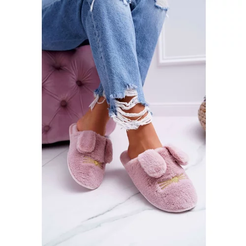 Kesi Women's Slippers With Fur And Ears Dark Pink Semmi