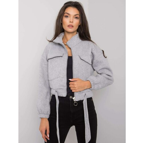 Fashion Hunters Gray women's sweatshirt with a zipper Slike