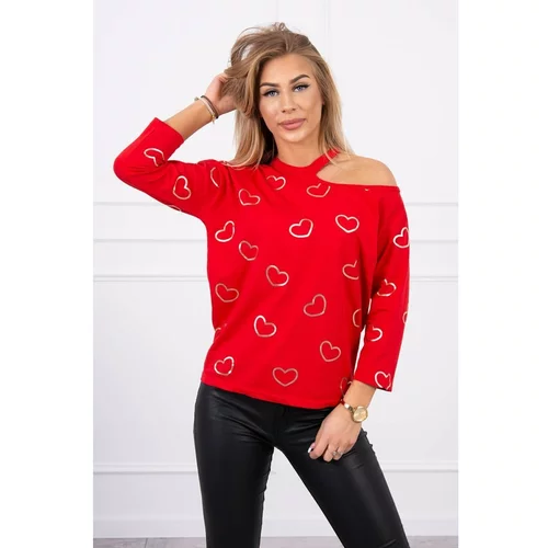 Kesi Blouse with a print of hearts red