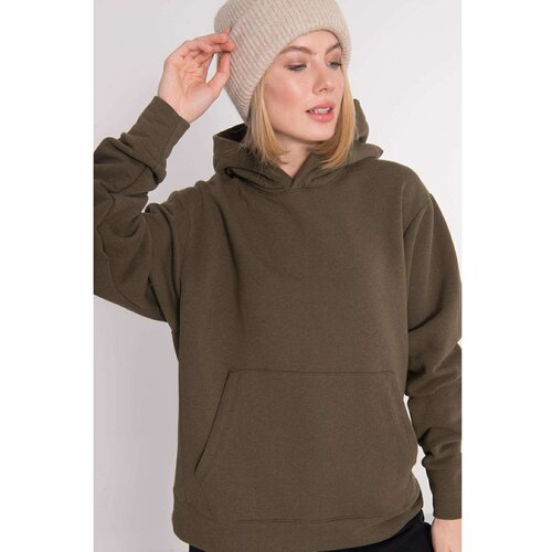 Fashion Hunters BSL Khaki cotton hooded sweatshirt Slike