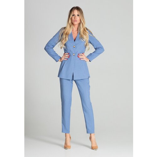 Figl Ženske pantalone M696 sive boje svijetlo plavo Cene