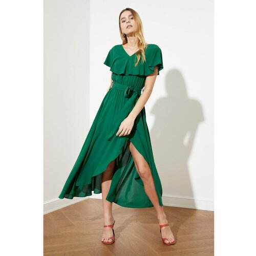 Trendyol Ženska haljina Frill Detaljno Crna | zelena Slike