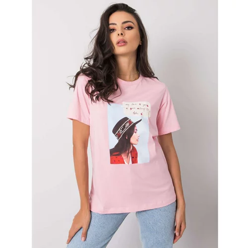 Fashion Hunters Women's pink t-shirt with a print