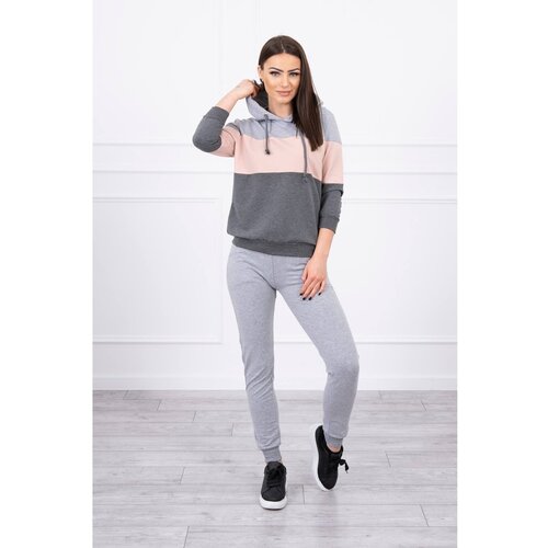 Kesi Set with colorful stripes gray+powdered pink Cene