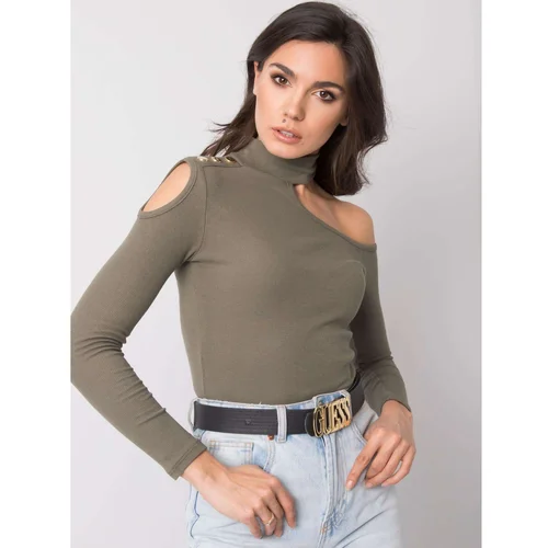 Fashion Hunters OH BELLA khaki turtleneck blouse