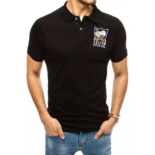 DStreet Polo shirt with embroidery black PX0389 Slike