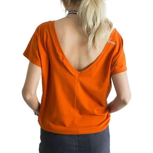Fashion Hunters T-shirt with a neckline at the back in a dark orange color