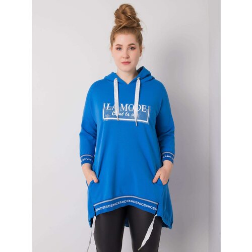 Fashion Hunters Dark blue ladies plus size sweatshirt with pocket Cene