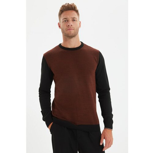 Trendyol Cimetov muški pleteni džemper s tankim krojem s tankim krojem i prugom Slike