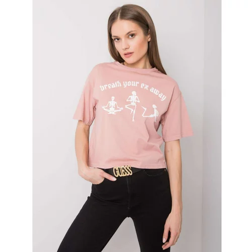 Fashion Hunters Dusty pink t-shirt with Piper RUE PARIS print
