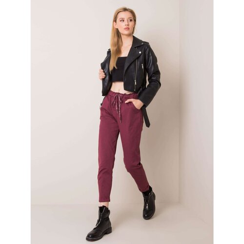 Fashion Hunters Burgundy cotton trousers Cene