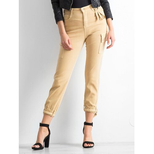 Fashion Hunters Pants with pockets, beige Slike