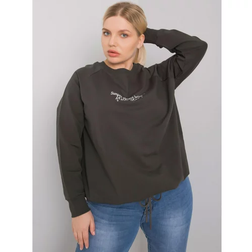 Fashion Hunters Dark khaki plus size sweatshirt with Marlow slogan
