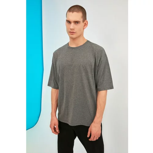 Trendyol Anthracite Men's Oversize Printed Short Sleeved T-Shirt