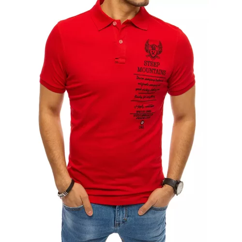 DStreet Red men's polo shirt with embroidery PX0473