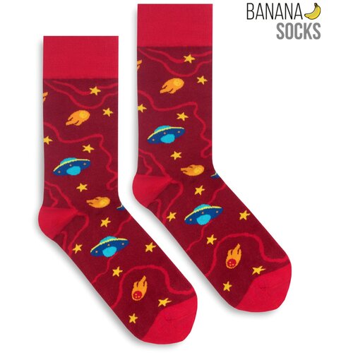 Banana Socks Unisex čarape Classic Ufo siva | tamnocrvena | Crveno Slike