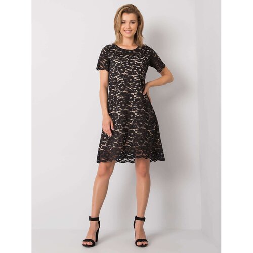 Fashion Hunters Black elegant lace dress Slike