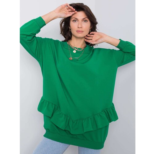 Fashion Hunters Green cotton sweatshirt with frills Slike