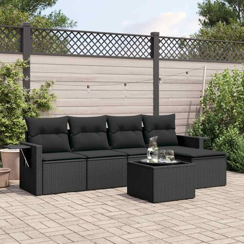  6-dijelni set vrtnih sofa s jastucima crni od poliratana Cijene