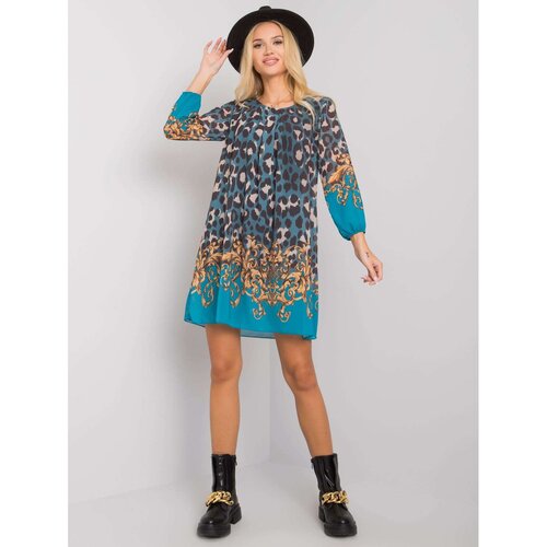 Fashion Hunters OCH BELLA Navy dress with leopard pattern Slike