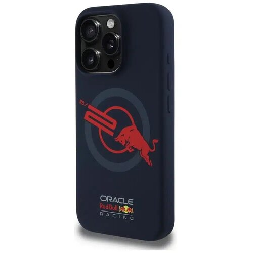 Red Bull iPhone 16 Pro ovitek, združljiv z MagSafe (Silicon ORBR20 Logo Red Lining), temno moder Slike
