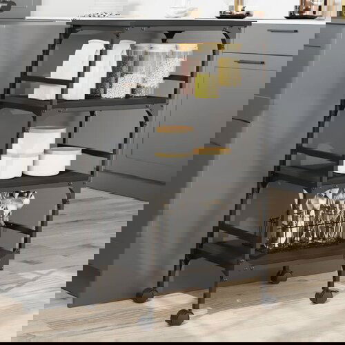 VidaXL Kuhinjska kolica crna 45 x 35 x 89 5 cm od konstruiranog drva Slike