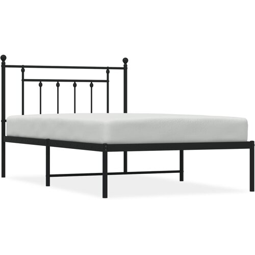 Maison Chic Kovinski Posteljni okvir - Enojna postelja - Postelja za odrasle z vzglavjem črn 107x203 cm, (21694144) Slike