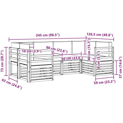  Set vanjskih sofa 6 kom. Prirodna i krem Smeđa 245 x 126,5 x 73 cm Slike