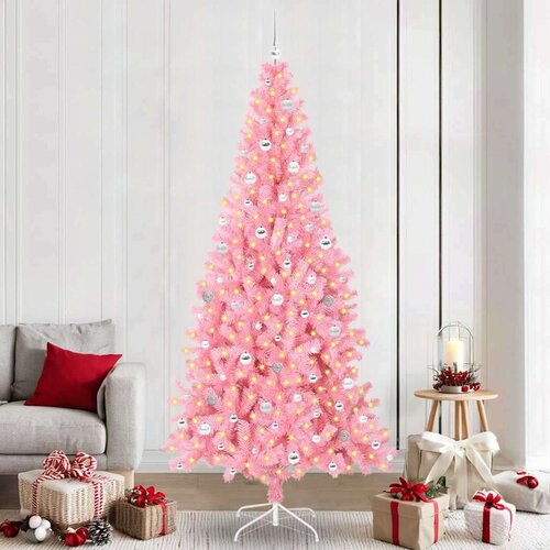 vidaXL Božično drevo med 300 LED z stojalom Roza 240 cm PVC Cene