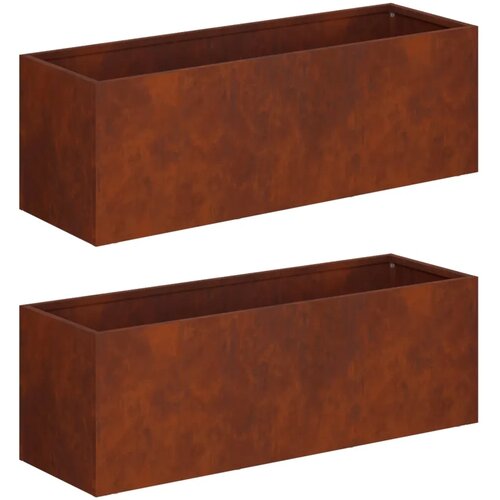  Vrtna saksija 2 kom. Rđa 60 x 20 x 20 cm Otporni čelik - Otporni čelik 60 x 20 x 20 cm 2 Slike