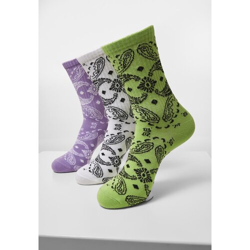 Urban Classics Accessoires Bandana Pattern Socks 3-Pack White+Lilac+Lilac Slike