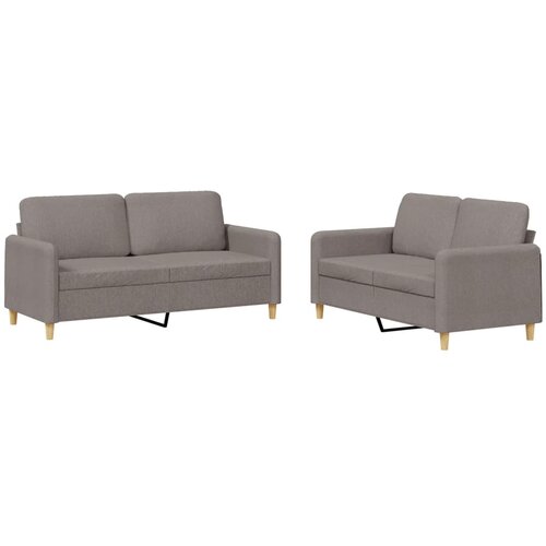  2-dijelni set sofa s jastucima smeđesivi od tkanine Slike