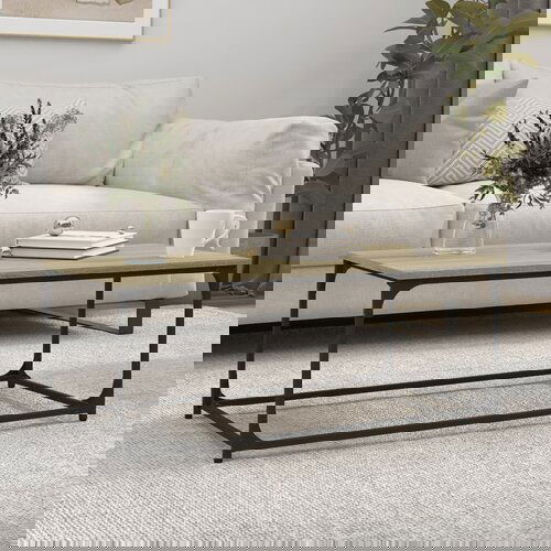 VidaXL Stolić za kavu boja hrasta 102x50x40 cm od drva i željeza Slike