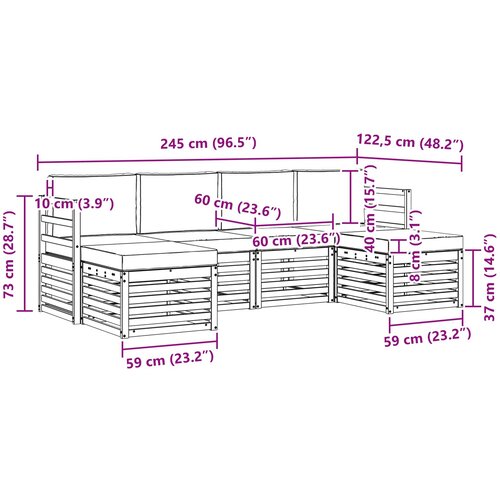  Setovi sofa 6 pcs Bijela i antracit 245 x 122,5 x 73 cm Slike