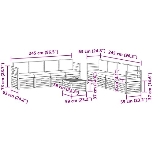  Setovi sofa 9 pcs Prirodna i antracit Čvrsto drvo akacije Slike
