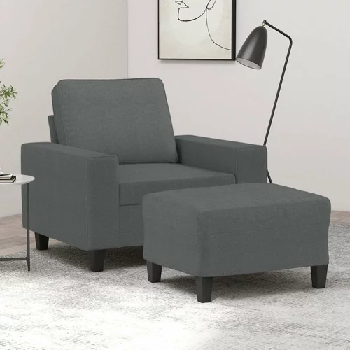  Fotelj s stolčkom za noge temno siv 60 cm blago