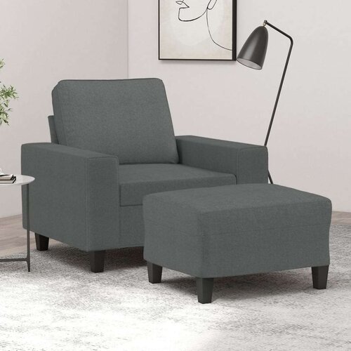  Fotelja s tabureom tamnosiva 60 cm od tkanine Cijene
