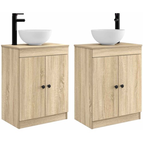  Kupaonski umivaonik s sudoperom Hrast sonoma 54 x 35 x 83 cm Slike