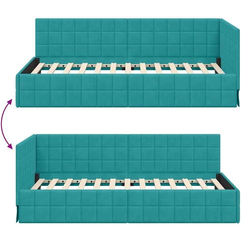 VidaXL Kutni okvir kreveta s uzglavljem Tirkizna 100 x 200 cm Bar&amp;scaron;un Slike