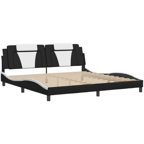 vidaXL Posteljni okvir z vzglavjem črn in bel 200x200 cm umetno usnje, (21094809) Cene