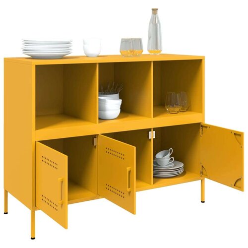 vidaXL Komoda gorčično rumena 100,5x39x79 cm hladno valjano jeklo Cene