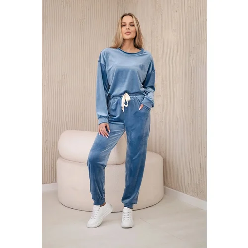 Kesi Velour set sweatshirt + denim trousers