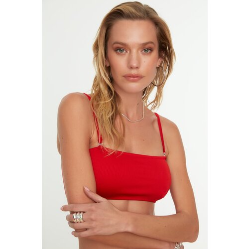 Trendyol Red Textured Strapless Bikini Top Slike