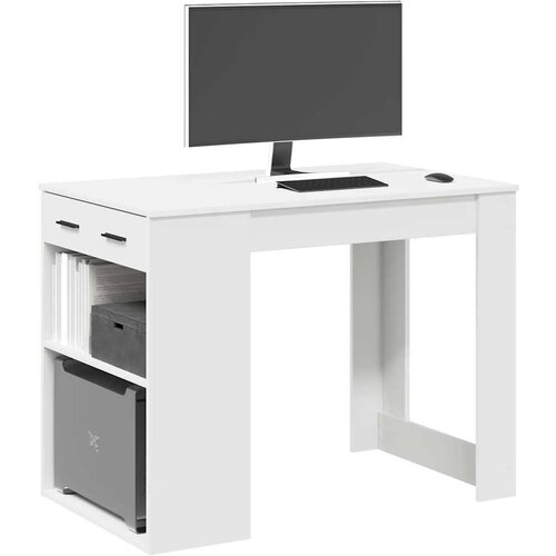 VidaXL Stol s ladicom i policom bijeli 102x62x77,5 cm izrađeno drvo Slike