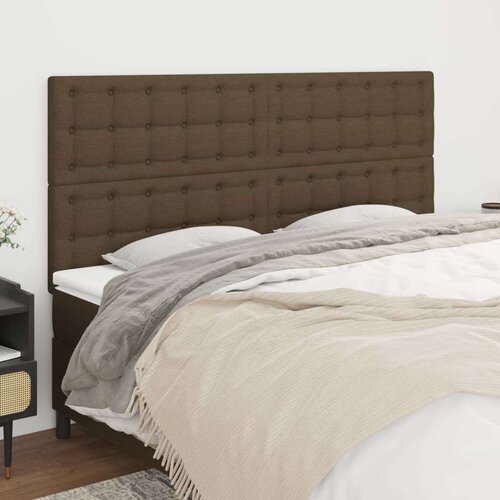  Posteljno vzglavje 4 kosa temno rjav 90x5x78/88 cm blago, (20952460) Slike