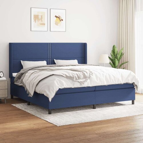  Box spring postelja z vzmetnico moder 200x200 cm blago, (21118422) Cene